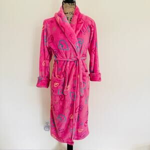 Sonoma Soft Cozy Slumber Party Pink Hearts Wrap Bath Robe Sz 14
